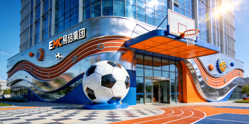 EMC易倍集团现代化办公总部外观 - 充满活力的体育主题建筑